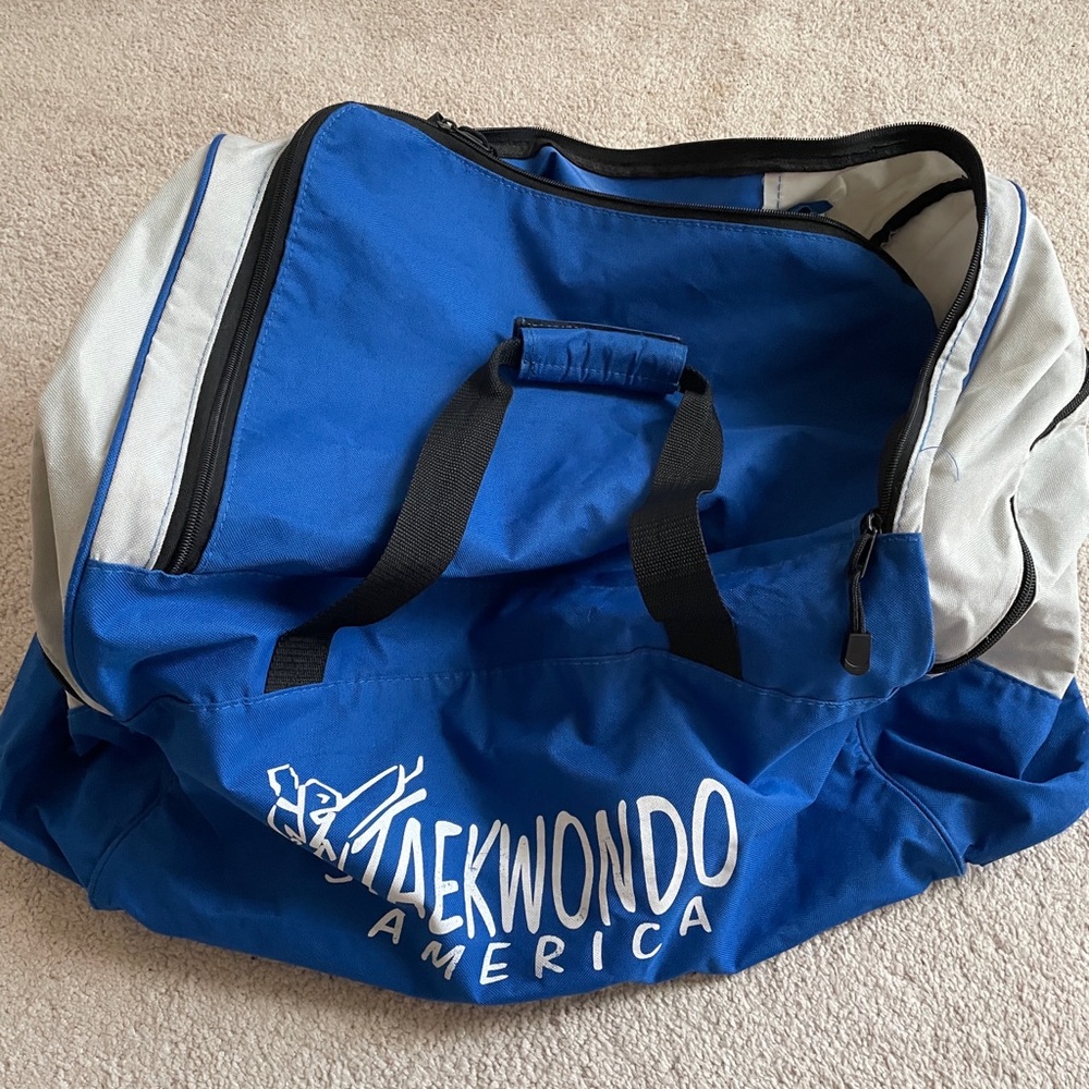 Taekwondo Blue and Gray Duffel Bag - Sports Gear Carrier